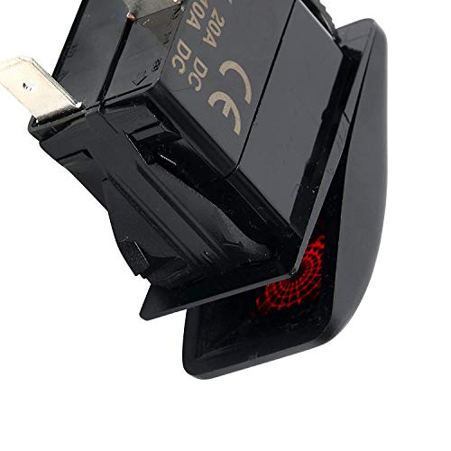 Amarine Made 2-Pack Of 12V 20 Amp Waterproof Led On/Off Boat Marine Spst 3P Rocker Switch With Light (Red) #TOP4