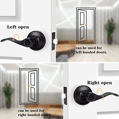 Probrico (2 Pack) Entrance Lever Door Handle Oil Rubbed Bronze, Entry Levers Combo Pack, Keyed Alike Door Locks Lockset Contemporary Style, Contractor Pack #TOP2