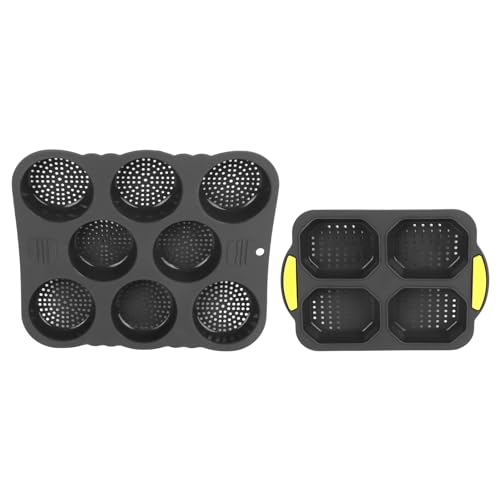 Hztyyier Molde de Silicona para Pan de Hamburguesa de 8 Cavidades Molde de Silicona para de 4 Cavidades Microondas Molde para 8 Hamburguesas Lavavajillas Moldes para de