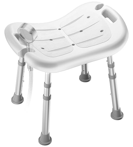 HOMLAND Shower Chair for Inside Shower, FSA/HSA Eligible, Adjustable Shower Stool with Strong Non-Slip Feet, 350 lbs Shower Seat for Inside Tub, Bench Bath Chair for Elderly and Disabled, White