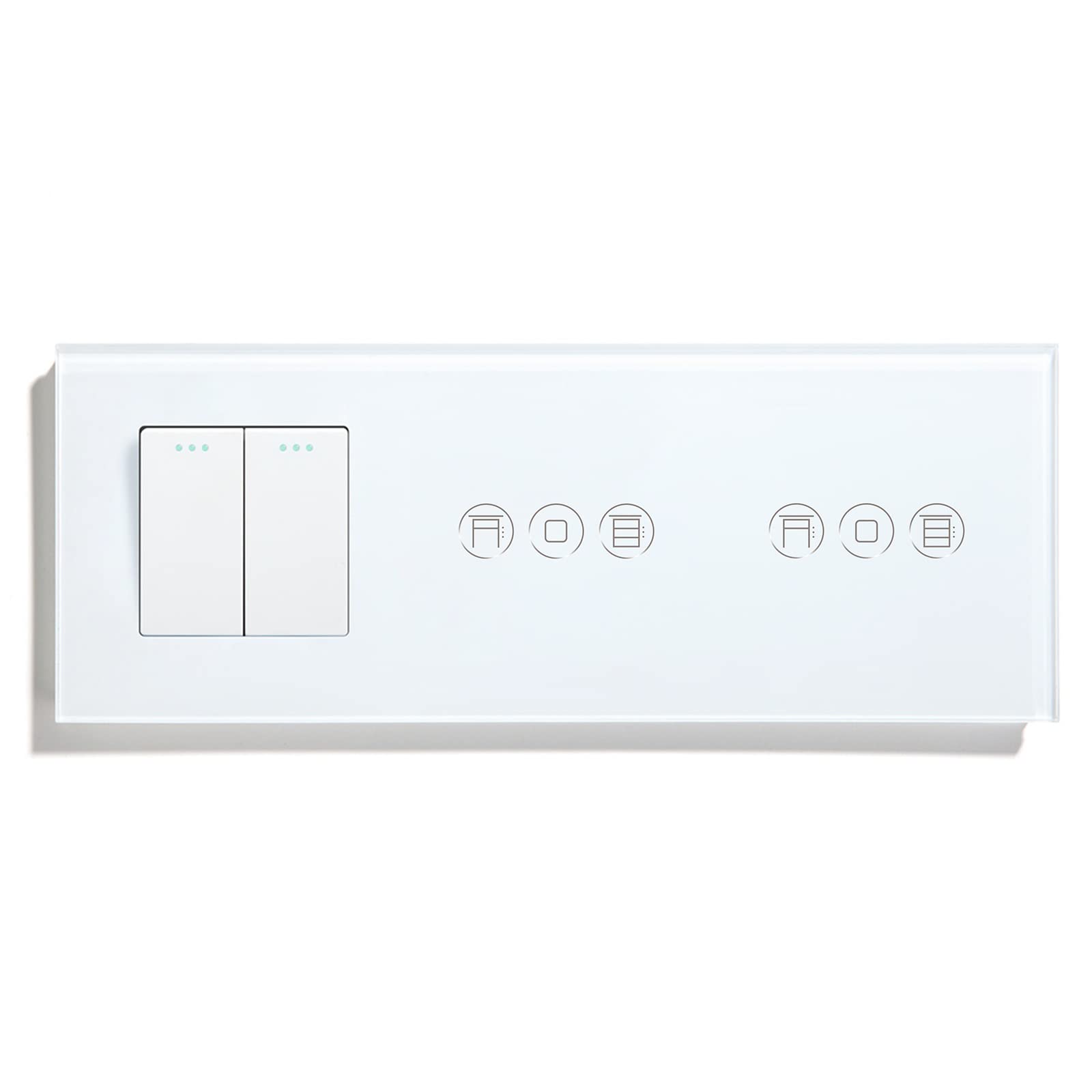 BSEED Interruptor de luz de 2 compartimentos de 1 vía con interruptor de persiana doble, compatible con Alexa Smart Life, Tuya y Google Home 228 mm, color blanco