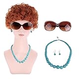 MAGQOO Reddish Orange Wig Short Curly Reddish Brown Wig Halloween Cosplay Costume Wigs