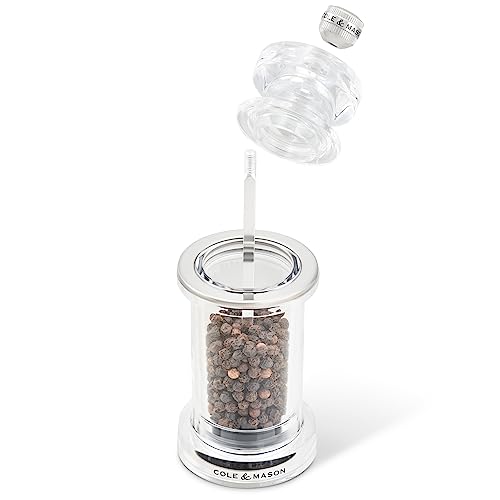 Cole & Mason 605 Salt and Pepper Mill Set, Precision+/Ceramic Mechanisms, Adjustable Salt and Pepper Grinders, Acrylic, 144mm - Image 4