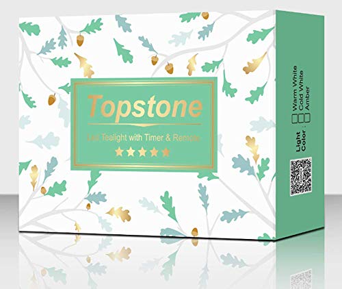 Image of Topstone 24-Pack Flameless LED Candles with Remote Control, 10-Key Timer (2H /4H /6H /8H), Flickering & Steady Modes, Dimmable Warm White Battery-Operated Candles,Includes 2 Remotes & Batteries