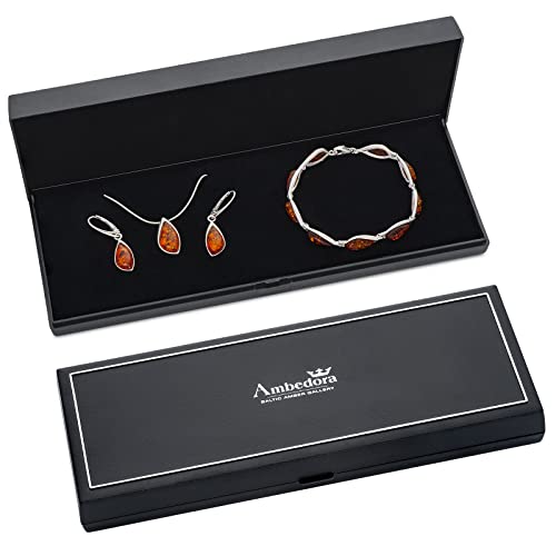 Conjunto de joyas de ámbar para mujer en tono coñac ideal para ocasiones especiales y cenas 4