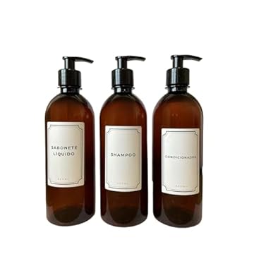 Kit Banheiro Frasco Shampoo Condicionador 500ml Pump (3 Un)
