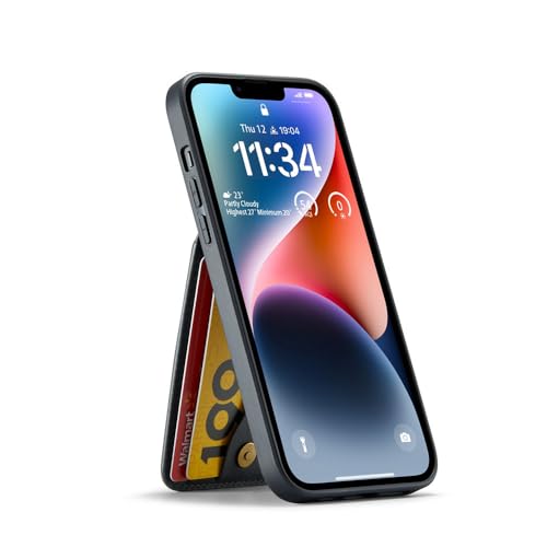 Housse en cuir à rabat iPhone 14 Plus étui portefeuille marron