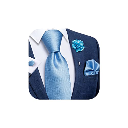 Image of DiBanGu Silk Ties for Men Necktie and Lapel Pin Brooch Set Formal Woven Paisley Plaid Striped Solid Tie Wedding Party