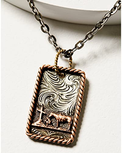 M & F Western Men's and Silver Praying Cowboy Dog Tag Necklace - D47005 One Size2