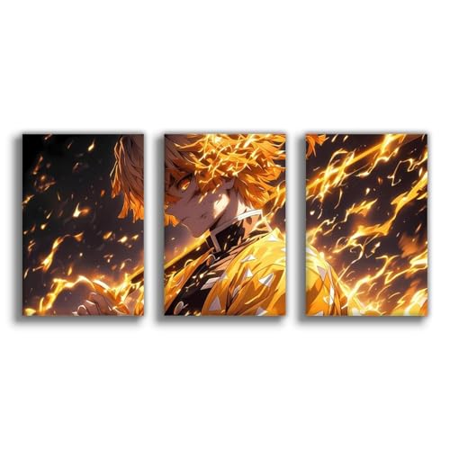 3 Stück Anime Demon Leinwand Poster Zenitsus Wand Kunst Ästhetische...