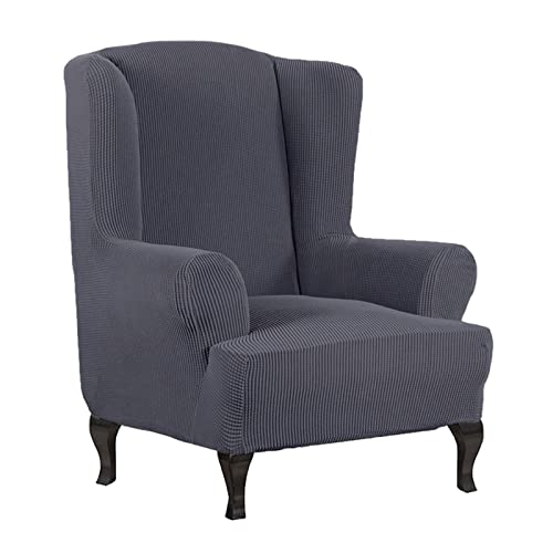 Konsilsa Thick slipcovers for wingback Chairs,Elastic Wing Backed Chair Covers Wing Chair Slipcover Armchair Cover 1-Piece Stretch Furniture Protector (Color : K)