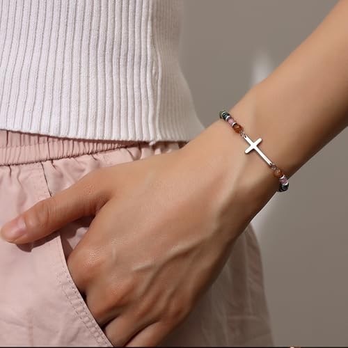 Image of TONY & SANDY Graduation Gift for Her 2026, Graduation Decorations Cross Bracelets for Women Girls Middle High School College Graduates, With Graduation Cap Box Meaningful Cards