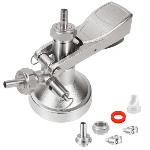 WELLBOM G Type Sankey Keg Coupler 304 Stainless Probe, G System Beer Keg Coupler Home Brewing Draft Beer Tap Dispenser G Coupler Keg Connector 55PSI Auto Pressure Relief Fit 5/16'' Beer Line Gas Line