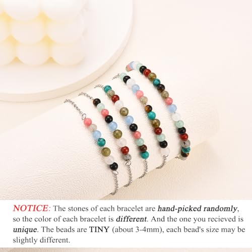 Leyung 6-21 Year Old Birthday Gifts for Girls Women, Tiny Natural Stones Birthday Bracelet Gifts for Daughter Granddaughter Niece with Happy 6th-21st Birthday Card2