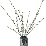 Elyjhyy Artificial Pussy Willow Branches for Tall Vase Fake Willow Stems for Home Kitchen Hotel Dining Table Centerpiece Decorations (3pcs)