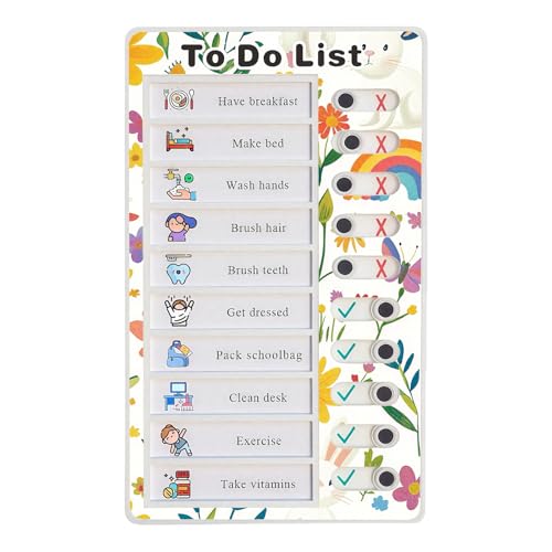 Checklisten-Tafel Aufgabenliste zum Aufkleben, wiederverwendbares Memoboard für Kinder,Aufgabenplaner Kinder, Aufgabenliste für Kinder (Flower)(Die blumen)