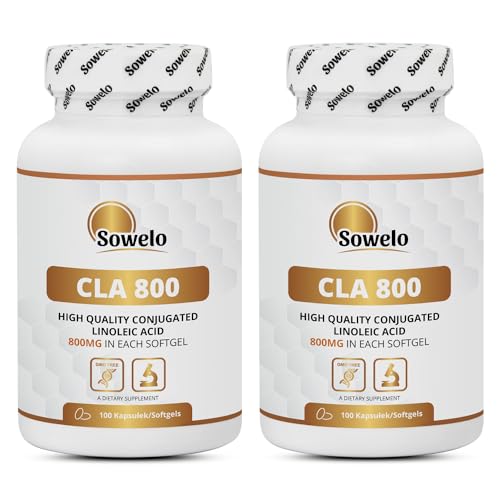 Sowelo CLA I 1000 mg I Nahrungsergänzungsmittel mit Konjugierte Linolsäure I Beschleunigt den Stoffwechsel I 100 Softgels (2-Pack)