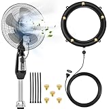 Fan Misting Kit Outdoor, Leak - Resistant Fan Misters for Outside Patio Cooling, Integrated Mister Ring with Ajustable Water Valve, Portable Fan Mist Fit for Any Fan, Durable (Fan Not Included)