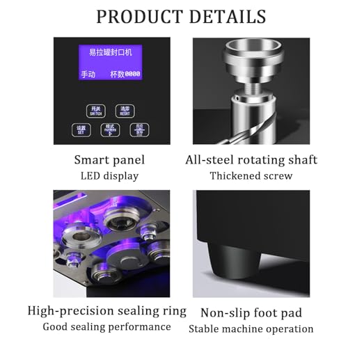 Sigillatrice automatica per lattine, sigillatrice elettrica per tazze da 370 W con contatore e display a LED, per inscatolamento di diametro 5,5 cm e altezza 11,5-17 cm
