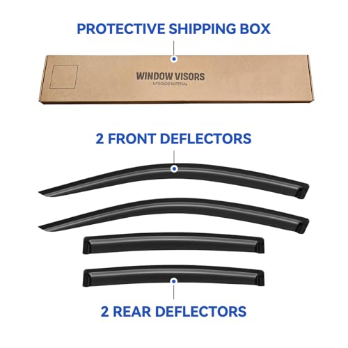 Image of Window Visors Rain Guards for 2011 2012 2013 2014 Chrysler 200, Out-Channel Window Vent Wind Deflectors Visors Shades for 2007-2010 Chrysler Sebring