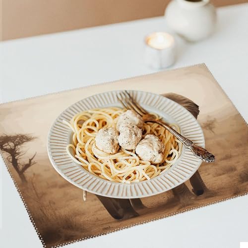 Sets de table lavables et infroissables motif éléphant en toile résistante x6