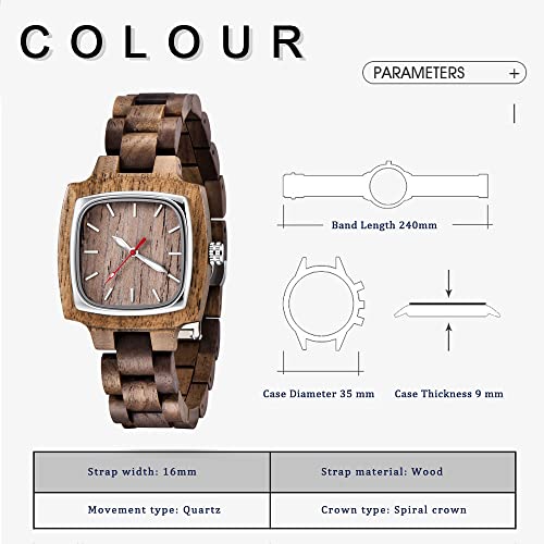 Montre en bois tendance carrée pour un style vintage quotidien - 4
