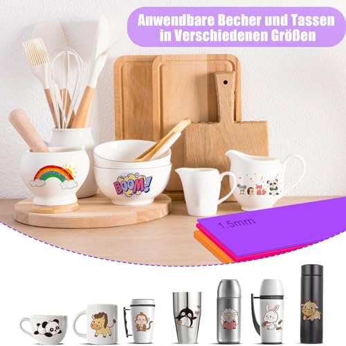 EVDZNA Sublimation Silikonmanschette, 3 Stück Sublimation Rohlinge, Sublimation Tassen Rohlinge, Silikon Sublimation Tassen Rohlinge in 3 Farbe, Geeignet für 3D Thermodruck Becher