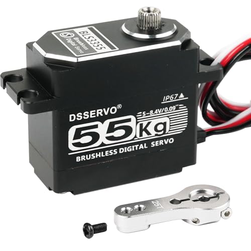 Wishiot 55kg Brushless Servo High Speed RC Digital Servo Waterproof IP67 Full Metal High Torque Servo for 1/8 1/10 RC Car Crawler (BLS3355) 270°