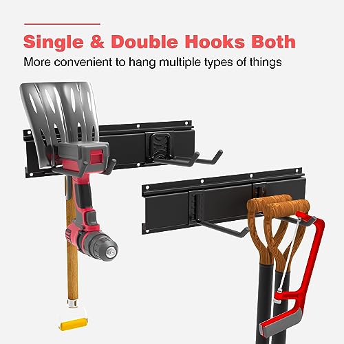 Mutilife Tool Storage Rack, 64Inch 4 Packs Rails &10 Packs Adjustable Hooks Garden Tool Organizer For Garage Tool Organizer Wall Mount, Aluminum Steel For Garden (64 Inches 4 Rail) Gifts For Men #TOP3