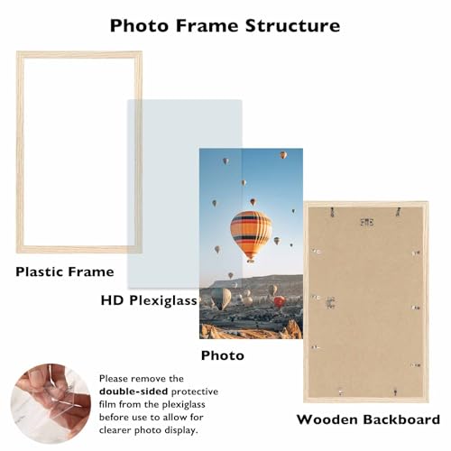 Image of JCJMY 8.5x14 Picture Frame for Wall Hanging, Wall Mounting Horizontally or Vertically, 8.5 x 14 Wall Gallery Poster Photo Frame with Shatter Resistant Plexiglass, Natural