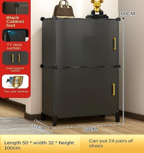 Image of Sunderlook Shoe Rack Plastic for Home- Slipper Stand, Professional Shoe Stand, Chappal Stand, Multipurpose Foldable Standing Comfort Runner Shoe Rack with Door (Dark Grey, 6 Shelf 2 Door)
