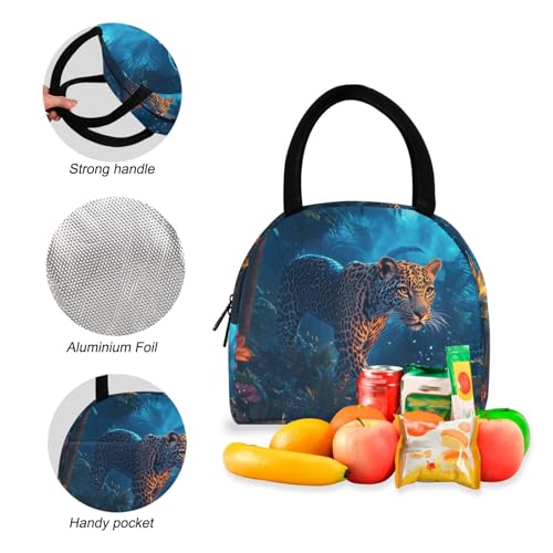 Backpack Lunch Box Set Large Capacity Travel Backpacks and Insulated Lunch Bag for Commute Hiking Picnic Night Leopard Print4