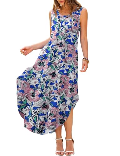 Image of JollieLovin Women Plus Size Summer Tank Maxi Dresses Sleeveless Causal V Neck Beach Long Dresses Swim Cover up (L-5X)