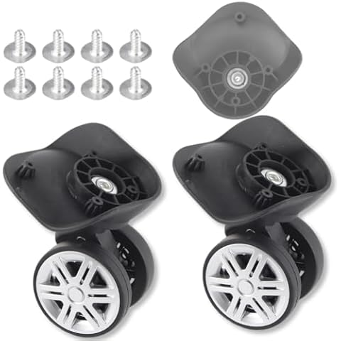 Luggage Wheels Replacement Kit 1Pair, Suitcase Wheels Replacement with 8Pcs Screw，360° Universal Double Row Wheel Silent Impact Resistance Wear Resistant detachable luggage wheel replacement Cover