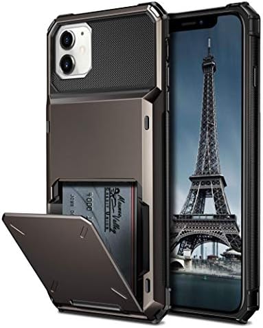 Coolden Compatible with iPhone 12 Case iPhone 12 Pro Case Wallet Case Shockproof Case 4 Card Pocket Protective Case Flip Card Holder Phone Case Cover compatible with iPhone 12/12 Pro (Gun Color)