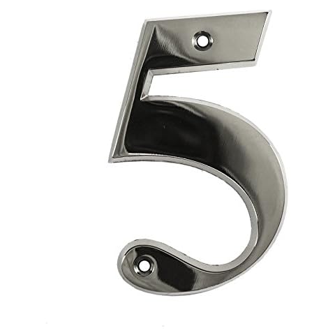 Polished Chrome House Number 5, 3 Inch Cover