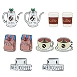 Ximimark 10 pcs Unique Coffee Cup Brooch Set - Handcrafted Cartoon Designs, Durable Alloy Jewelry for Mens Backpacks, Fashionable Collectibles
