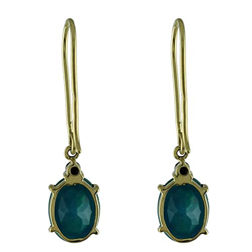 Carillon Blue Ethiopian Opal Oval Shape Gemstone Jewelry 18K Yellow Gold Drop Dangle Earrings For Women/Girls #TOP1