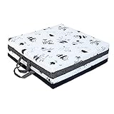  Candide - Tapis D\'éveil, Tapis De Motricité, Tapis Bébé, Multifonction 3 en 1, Couchage D\'appoint, Pouf Bébé, Déhoussable, Fabriqué En France, 120x120x4cm (Black And White)