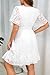 Pinup Fashion White Plus Size Dress Summer Graduation Casual Bridal Shower Easter Floral Lace Flutter Sleeve Smocked Short Dresses 2025
