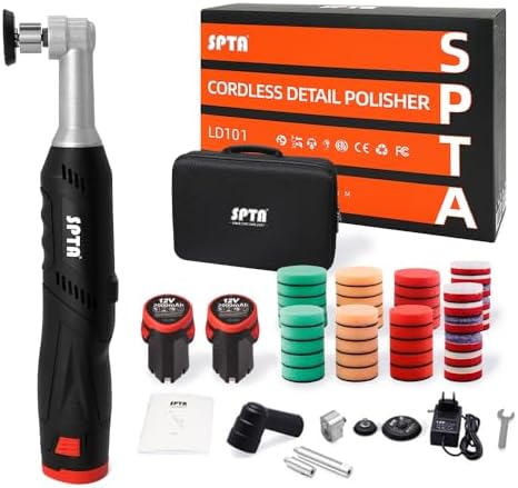 SPTA Cordless Mini Car Polisher, 12V Micro Cordless Scratches Kil...