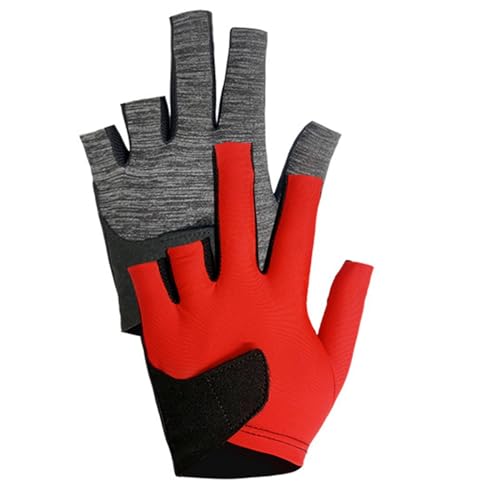 Professional Billiard Glove Cue Pool Gloves, Left Hand Adults Practice Lightweight Cue Separate Finger Gloves Snooker Glove, Red