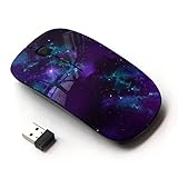 Optical Wireless Mouse: Features 2.4GHz wireless connectivity for a seamless gaming experience. Purple Space Galaxy Design: Modern, stylish design with a purple color scheme inspired by space. Ambidextrous Hand Orientation: Designed to be used comfor...