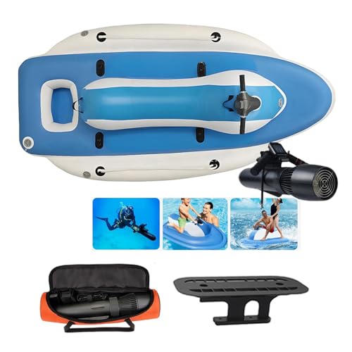 Moto acuática Inflable eléctrica, embarcación portátil para 2 Personas, Potencia del Motor 500W/700W, Capacidad de Carga máxima 485 lbs, Apta para Buceo y Deportes acuáticos.