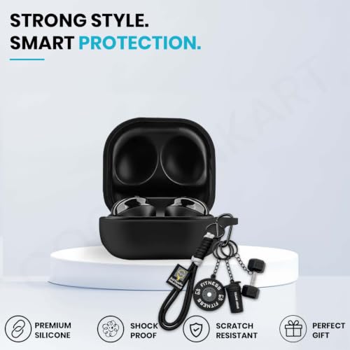 Image of Soft Silicone Case Cover for Samsung Galaxy Core with Gym Fitness Keychain (Black)