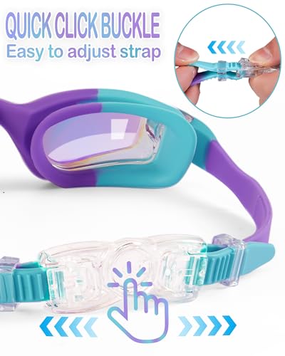 Image of Aegend Kids Swim Goggles, Pack of 2 Swimming Goggles for Children Boys & Girls Age 3-14