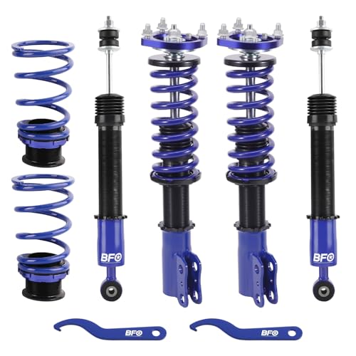 BFO Coilovers for Ford Mustang 1994-2004, Height Adjustable Coilovers Suspension Kit, Preset Damping Shock Absorber Struts, Lowering Kit Blue