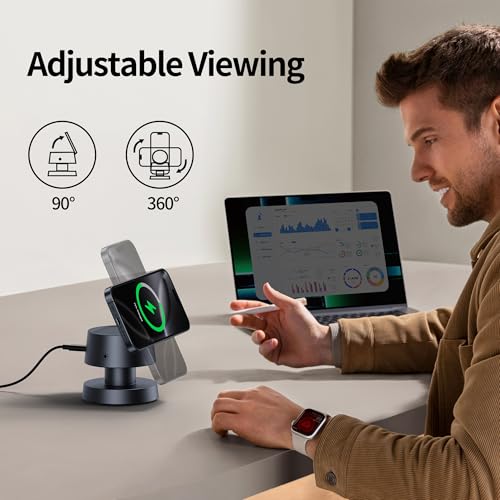 Image of 4 in 1 Magnetic Wireless Charging Station,15W Fast Charging with Adjustable Night Light,Magnetic Wireless Charging Station for iPhone 16 15 14 13 12 Pro Max & Apple Watch, AirPods 3 /2 /1 /Pro