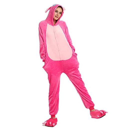 JIAWEIDAMAI Kigurumi Pijama para Adultos Lilo Stitch Onesie Mujeres Hombres Dibujos Animados Unisex Pijamas Anime Disfraz Pijama Halloween Cosplay Party, Solo Mono, Medium