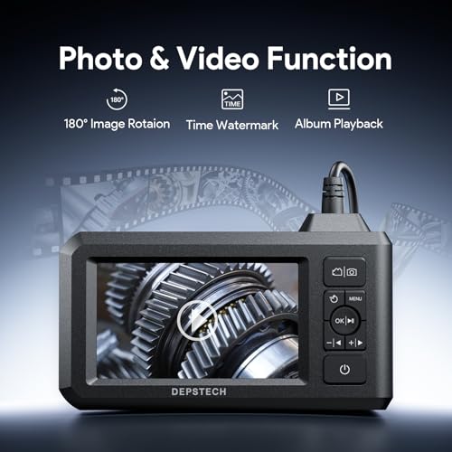 Image of DEPSTECH Inspection Endoscope Camera with Light: Dual Lens 1080P Borescope with 4.3 inch IPS Screen & 16.5FT Snake Cable, Industrial Waterproof Video Automotive Tools for Sewer, HVAC, Plumbing, Mechanic
